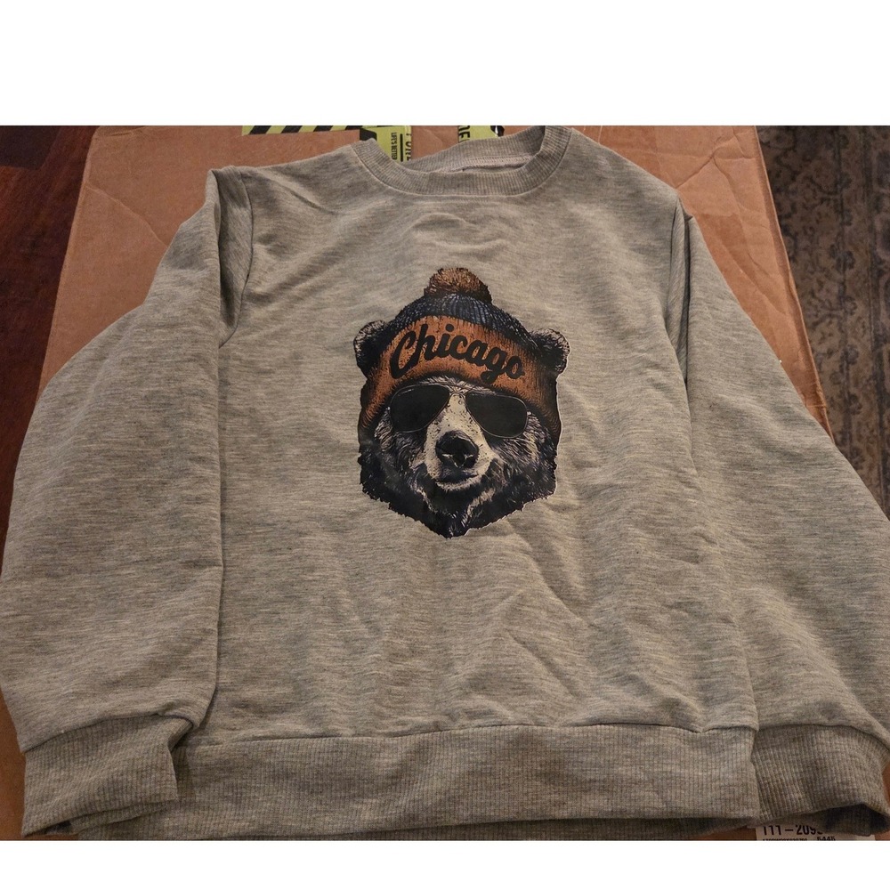 Kids Vintage Chicago Bears Graphic Sweatshirt Heather Gray Size 130 (6-7)